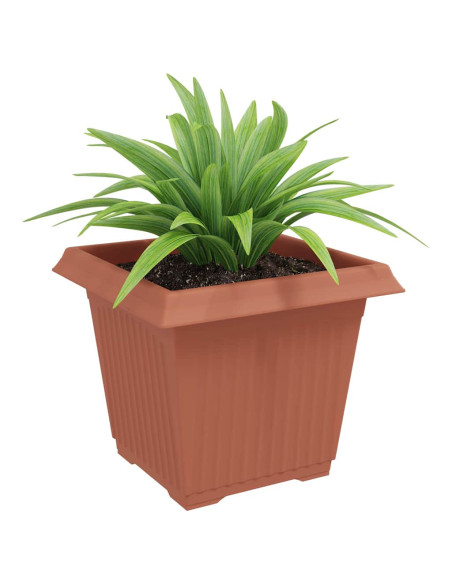 Vaso quadrato per fiori 24 pcs Rosso Mattone Plastica