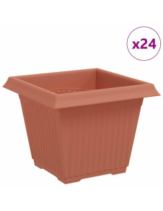 Vaso quadrato per fiori 24 pcs Rosso Mattone 33 x 33 x 26 cm 2