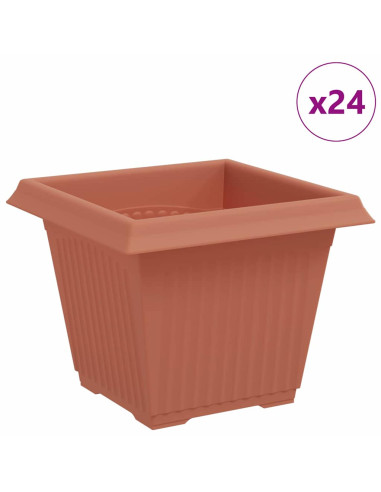 Vaso quadrato per fiori 24 pcs Rosso Mattone 33 x 33 x 26 cm