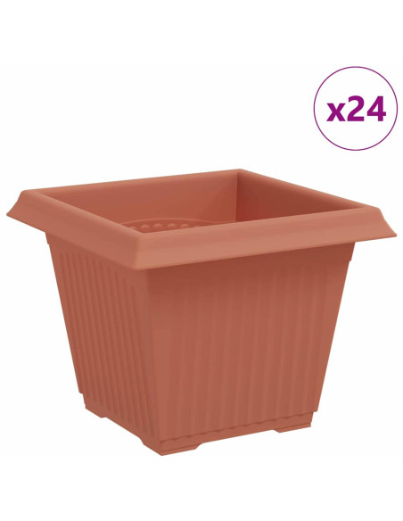 Vaso quadrato per fiori 24 pcs Rosso Mattone 33 x 33 x 26 cm