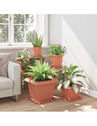 Vaso quadrato per fiori 24 pcs Rosso Mattone 38 x 38 x 30 cm