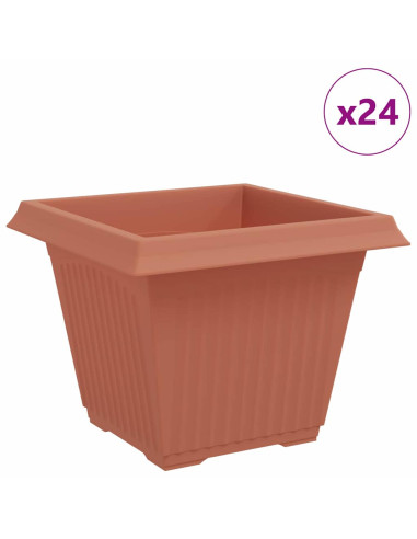 Vaso quadrato per fiori 24 pcs Rosso Mattone 43 x 43 x 33,5 cm