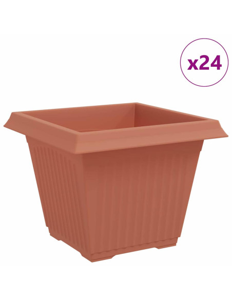 Vaso quadrato per fiori 24 pcs Rosso Mattone 43 x 43 x 33,5 cm