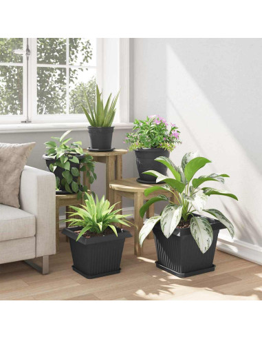 Vaso quadrato per fiori 24 pcs Nero 28,5 x 28,5 x 22 cm