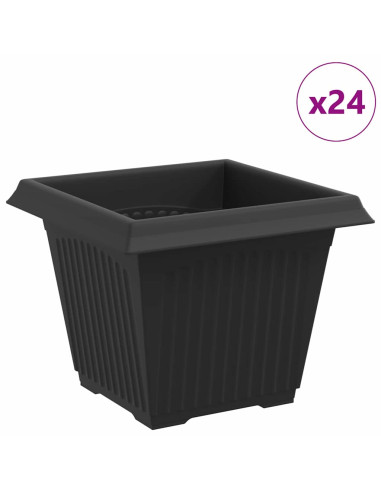 Vaso quadrato per fiori 24 pcs Nero 33 x 33 x 26 cm Plastica