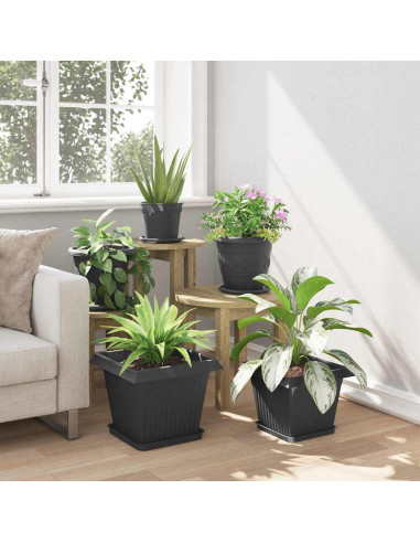 Vaso quadrato per fiori 24 pcs Nero 33 x 33 x 26 cm Plastica