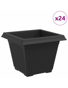 Vaso quadrato per fiori 24 pcs Nero 38 x 38 x 30 cm Plastica 2