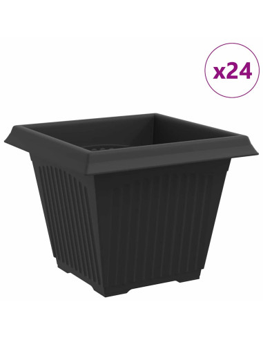 Vaso quadrato per fiori 24 pcs Nero 38 x 38 x 30 cm Plastica