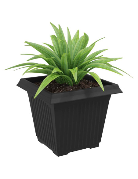 Vaso quadrato per fiori 24 pcs Nero 38 x 38 x 30 cm Plastica