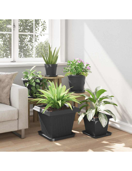 Vaso quadrato per fiori 24 pcs Nero 38 x 38 x 30 cm Plastica