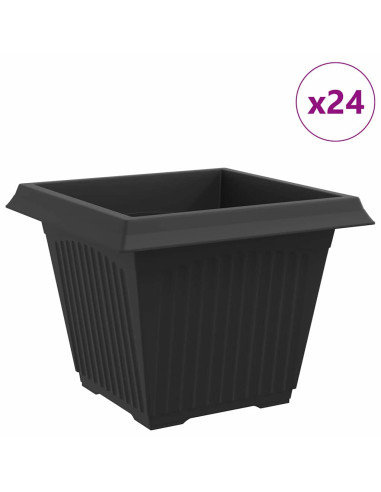 Vaso quadrato per fiori 24 pcs Nero 43 x 43 x 33,5 cm Plastica