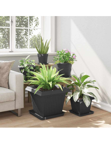 Vaso quadrato per fiori 24 pcs Nero 43 x 43 x 33,5 cm Plastica