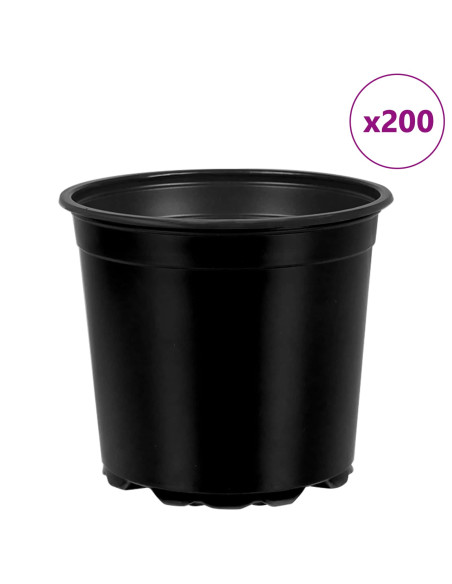Vaso per Fiori 200 pcs Nero Ø 15 x 13 cm Plastica