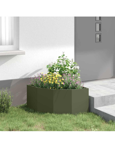 Vaso d'angolo Oliver verde 60 x 60 x 35 cm Acciaio
