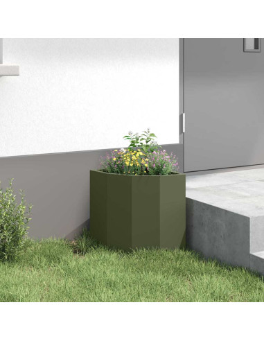 Vaso d'angolo Oliver verde 30 x 30 x 35 cm Acciaio