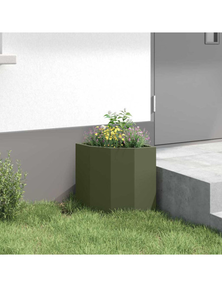 Vaso d'angolo Oliver verde 30 x 30 x 35 cm Acciaio