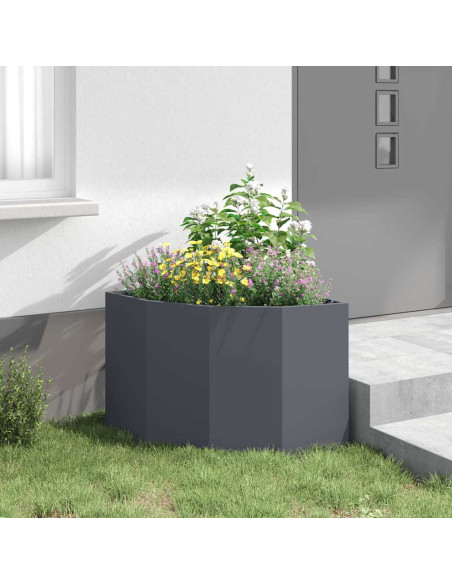 Vaso d'angolo Antracite 60 x 60 x 50 cm Acciaio