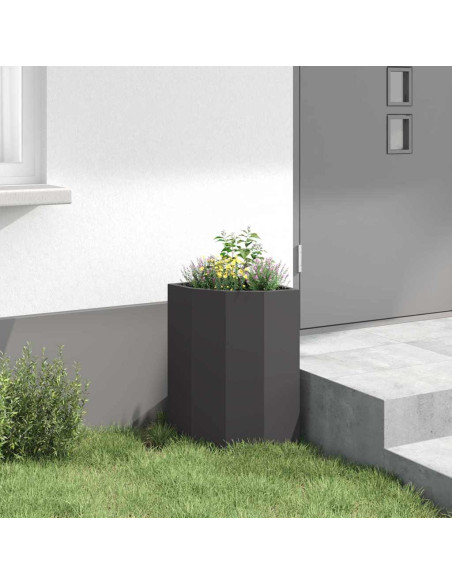 Vaso d'angolo Nero 30 x 30 x 50 cm Acciaio