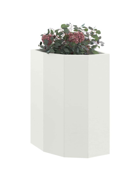 Vaso d'angolo Bianco 30 x 30 x 50 cm Acciaio