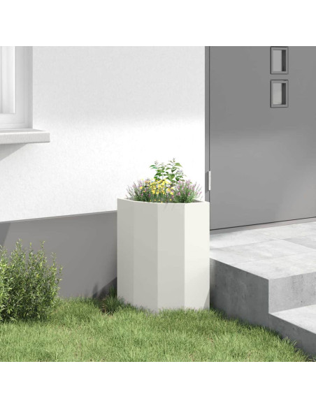 Vaso d'angolo Bianco 30 x 30 x 50 cm Acciaio