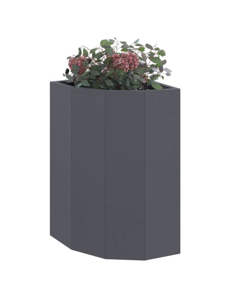 Vaso d'angolo Antracite 30 x 30 x 50 cm Acciaio