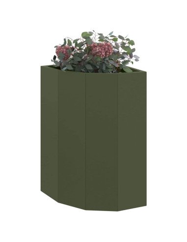 Vaso d'angolo Oliver verde 30 x 30 x 50 cm Acciaio