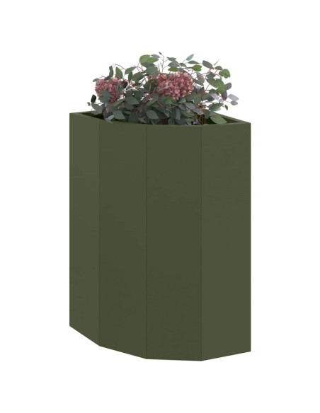 Vaso d'angolo Oliver verde 30 x 30 x 50 cm Acciaio