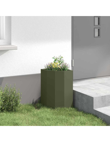 Vaso d'angolo Oliver verde 30 x 30 x 50 cm Acciaio