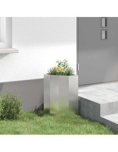 Vaso d'angolo Argento 30 x 30 x 50 cm Acciaio inossidabile