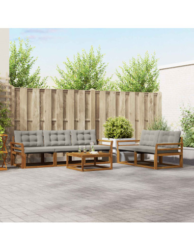 Set di divani con cuscino 6 pcs Grigio Naturale e Chiaro