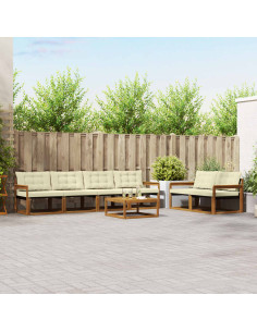 Set di divani con cuscino 7 pcs Naturale e Crema