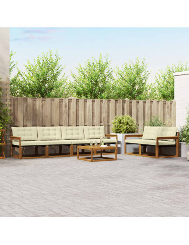 Set di divani con cuscino 7 pcs Naturale e Crema