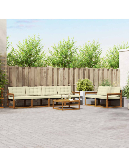 Set di divani con cuscino 7 pcs Naturale e Crema