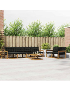 Set di divani con cuscino 7 pcs Naturale e Nero