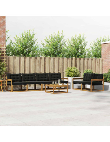 Set di divani con cuscino 7 pcs Naturale e Nero