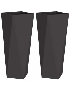 Fioriera 2 pcs Nero 30 x 30 x 75 cm Acciaio 2