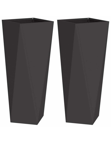 Fioriera 2 pcs Nero 30 x 30 x 75 cm Acciaio