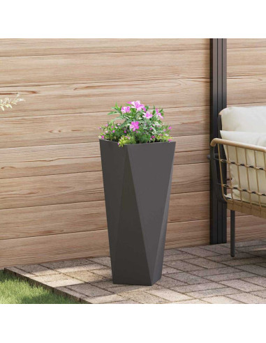 Fioriera 2 pcs Nero 30 x 30 x 75 cm Acciaio