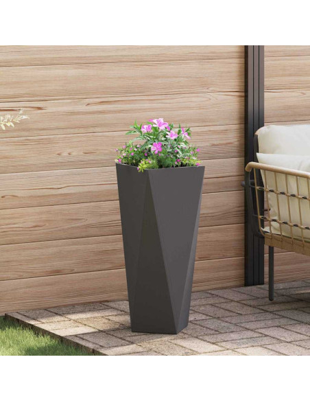 Fioriera 2 pcs Nero 30 x 30 x 75 cm Acciaio