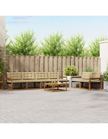 Set di divani con cuscino 7 pcs Naturale e Beige