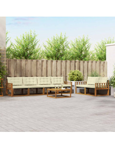 Set di divani con cuscino 7 pcs Naturale e Crema