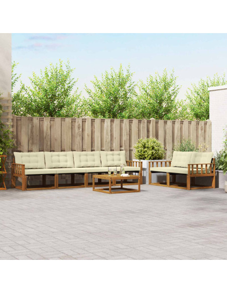 Set di divani con cuscino 7 pcs Naturale e Crema