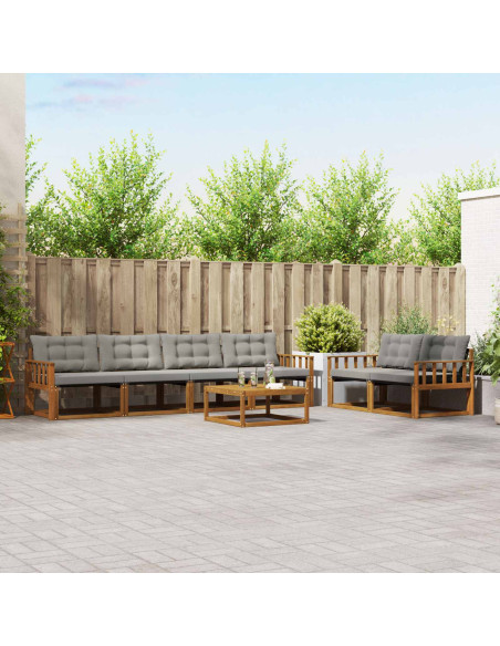 Set di divani con cuscino 7 pcs Grigio Naturale e Chiaro