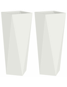 Fioriera 2 pcs Bianco 30 x 30 x 75 cm Acciaio 2
