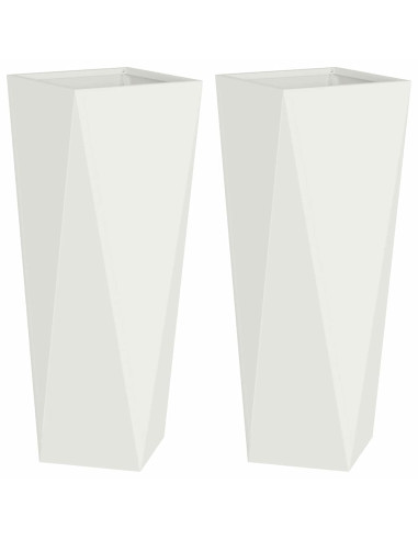 Fioriera 2 pcs Bianco 30 x 30 x 75 cm Acciaio