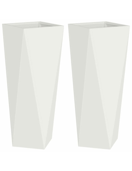 Fioriera 2 pcs Bianco 30 x 30 x 75 cm Acciaio