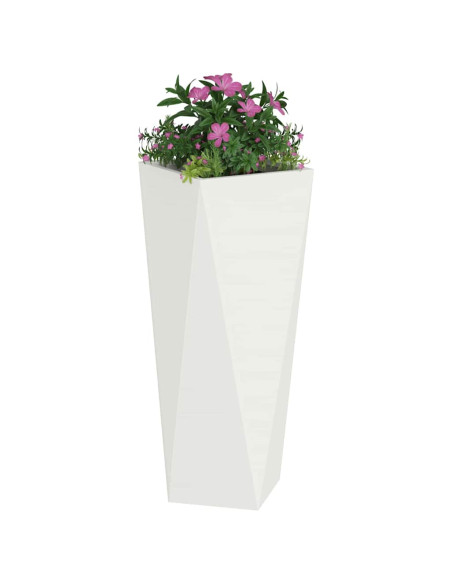 Fioriera 2 pcs Bianco 30 x 30 x 75 cm Acciaio