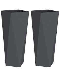 Fioriera 2 pcs Antracite 30 x 30 x 75 cm Acciaio 2
