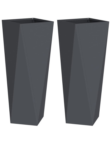 Fioriera 2 pcs Antracite 30 x 30 x 75 cm Acciaio