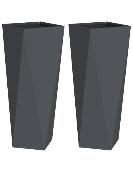 Fioriera 2 pcs Antracite 30 x 30 x 75 cm Acciaio